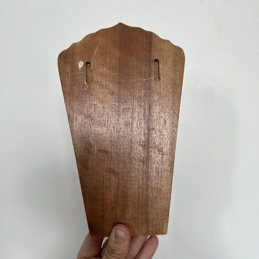 Vtg Wood Knife Wall Hanging Knife With Dove Block Holder 5 Knives Grannycore